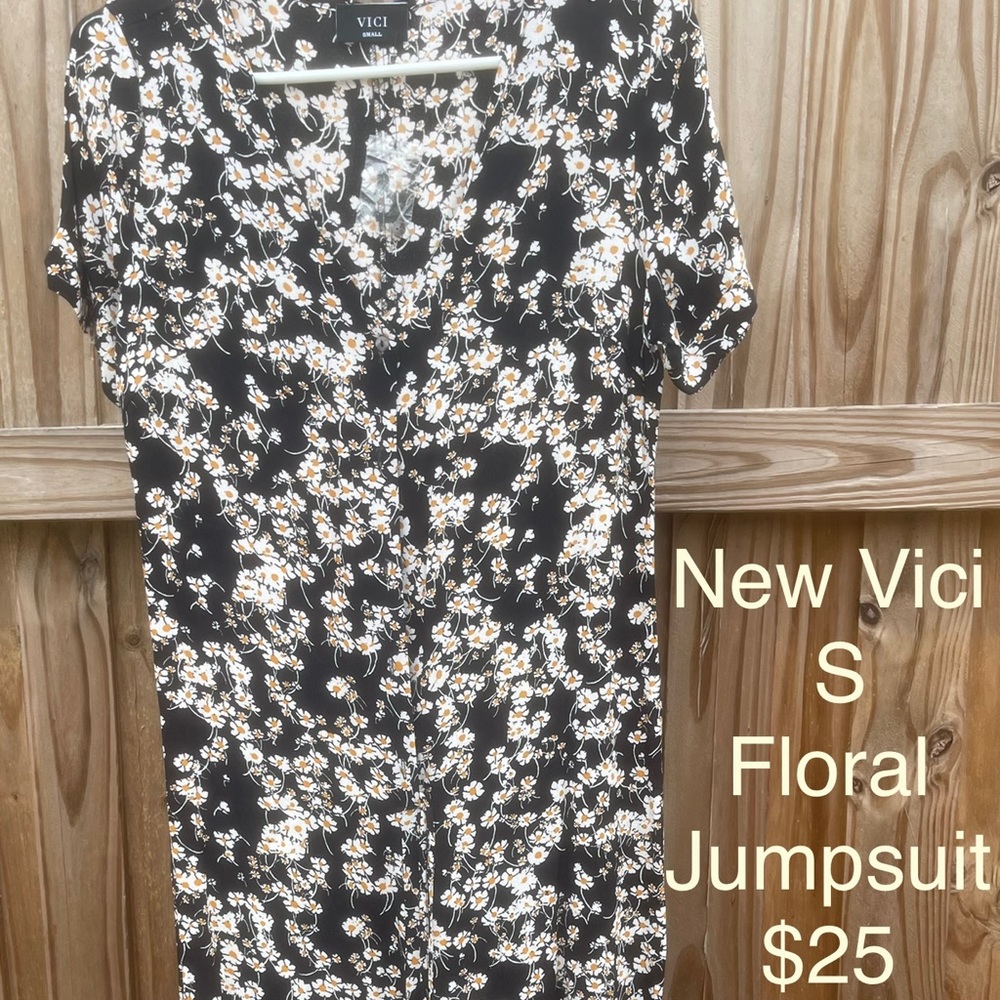Flora print button down jumpsuit